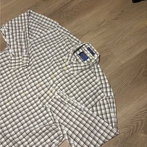 Pendleton Broadway Cotton Men’s XL blue Beige White Button Down Shirt
